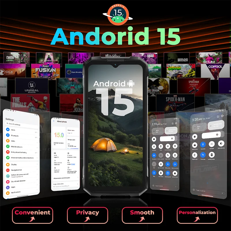 HOTWAV Hyper 7S 5G Rugged Smartphone Android 15 IP68/IP69K 4GB+256GB 6.6 Inch HD+ 120Hz 10800mAh 20W Octa-core Mobile Phone NFC