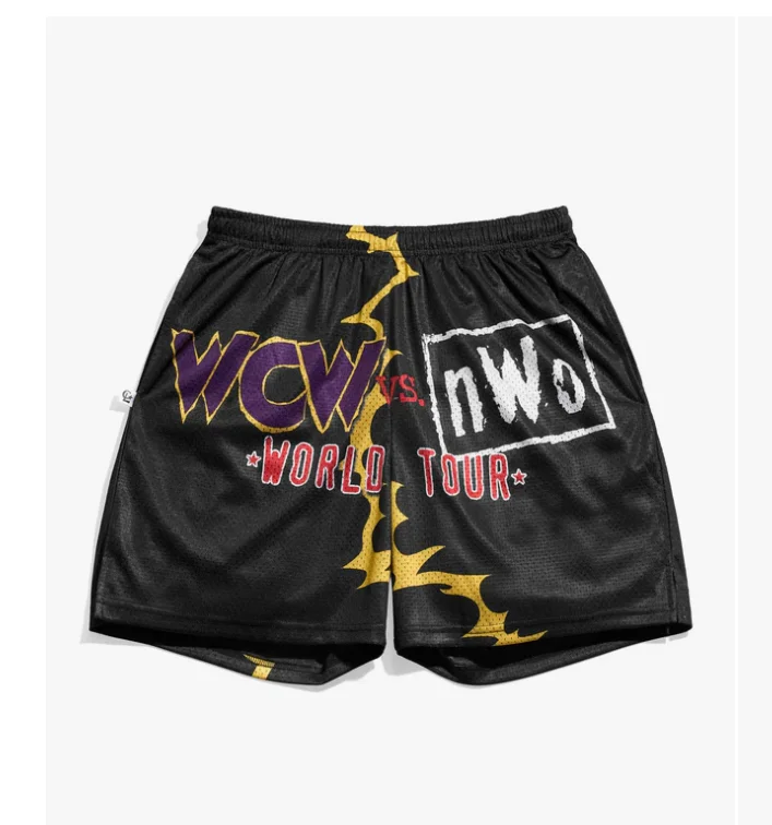 

Men's WCW Vs. NWo World Tour Retro Basketball Mesh Shorts Y2K Oversized Quick Drying Shorts Suitable for Daily and Training Wear