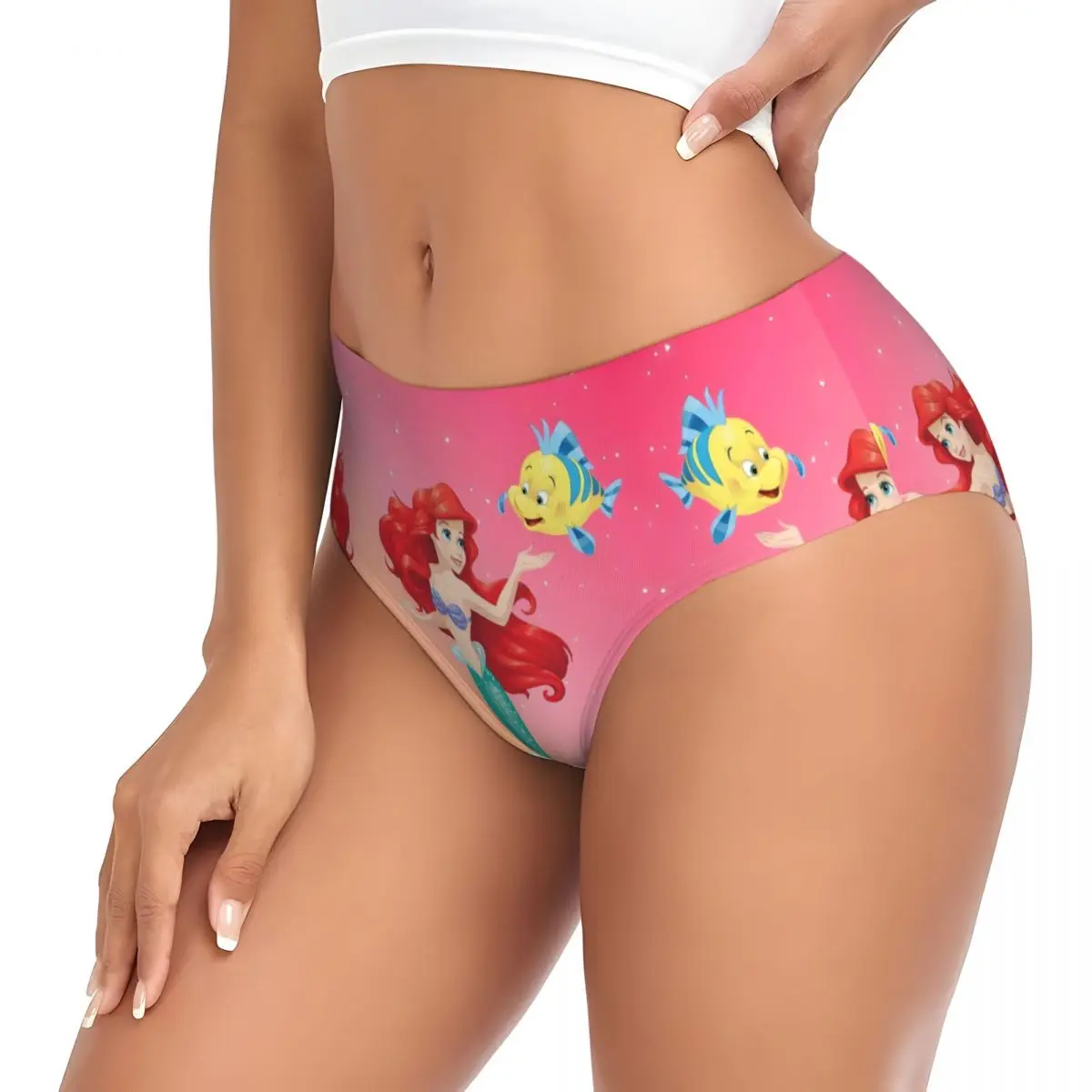 Calcinha feminina personalizada The Little Mermaid Manga Conforto Filmes Ariel Cuecas