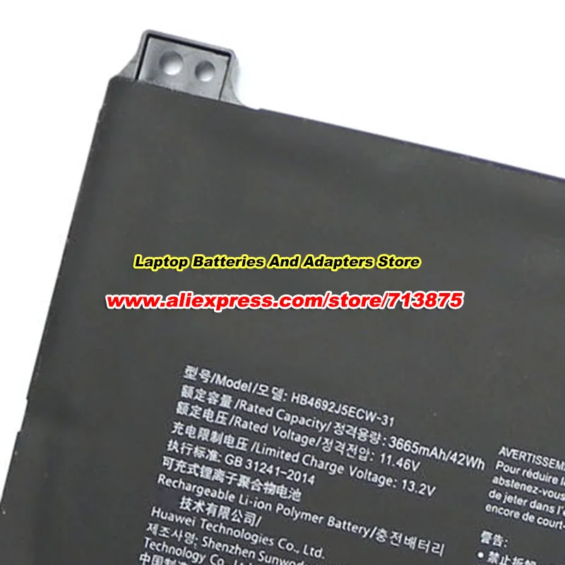 Genuine HB4692J5ECW-31 42Wh Battery 3ICP5/62/81 for Huawei MateBook D15 BoB-WAE9P Boh-WAQ9R WRTD-WFH9 for Honor Magicbook 14/15