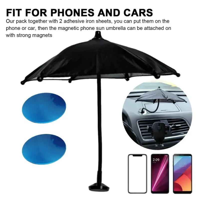 Sun Shade Mini Umbrella For Phone Car Phone Holder Sunscreen Glare Block Outdoor Accessories Windshield Dashboard Clip Mount Kit
