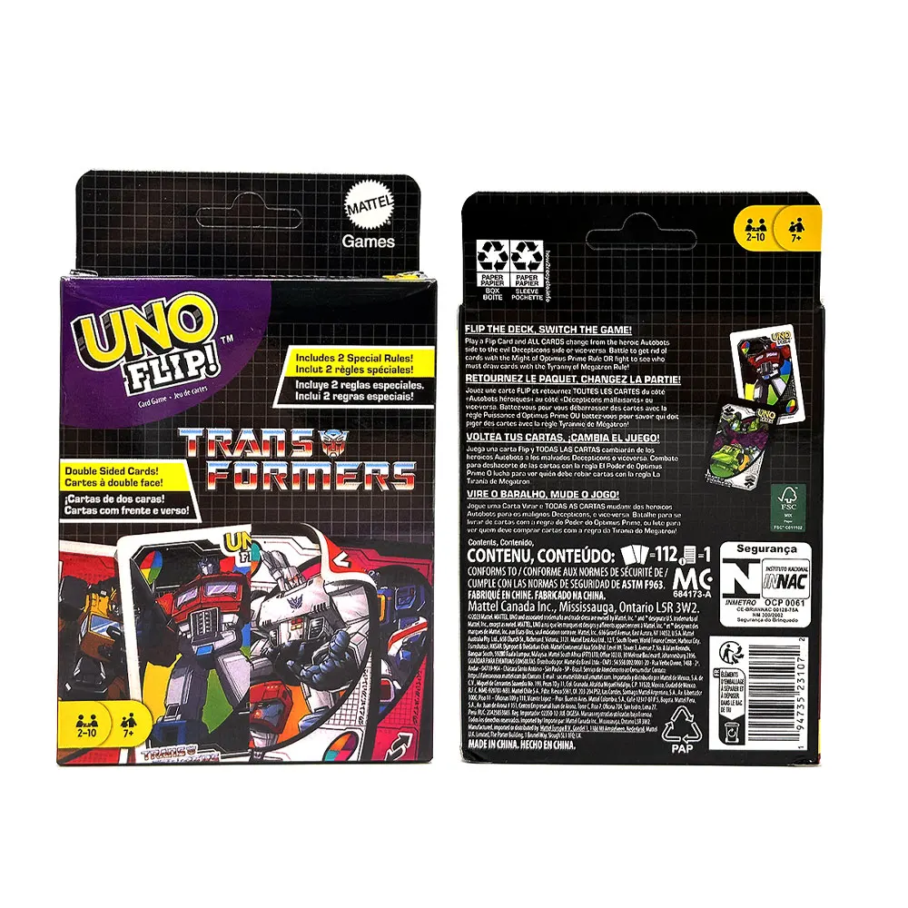 Mattel UNO 게임 카드 게임 플립 트랜스포머, 소셜 파티 테이블 보드 게임, 엔터테인먼트 완구, 재미있는 가족 생일 선물