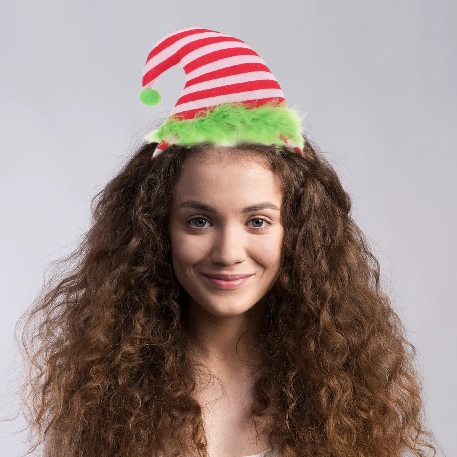 

3Pcs Christmas Hat Headbands Striped Cartoon Design for Holiday Party Festive Hair Accessories Kids Adults Elf Costume Hats