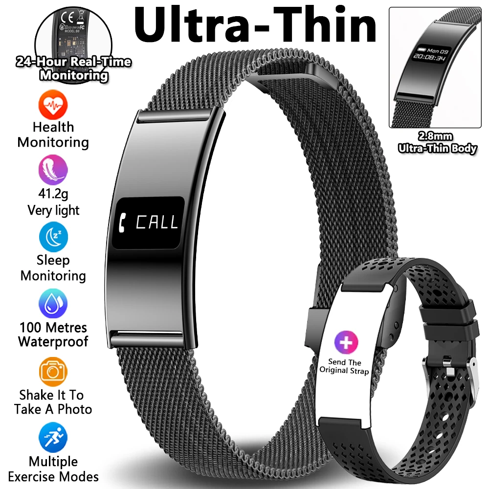Mannen Vrouwen Slimme armband Hartslag Slaapmonitor Gezondheid Slimme band Waterdichte sport Fitness Tracker Smartwatch voor Android iOS