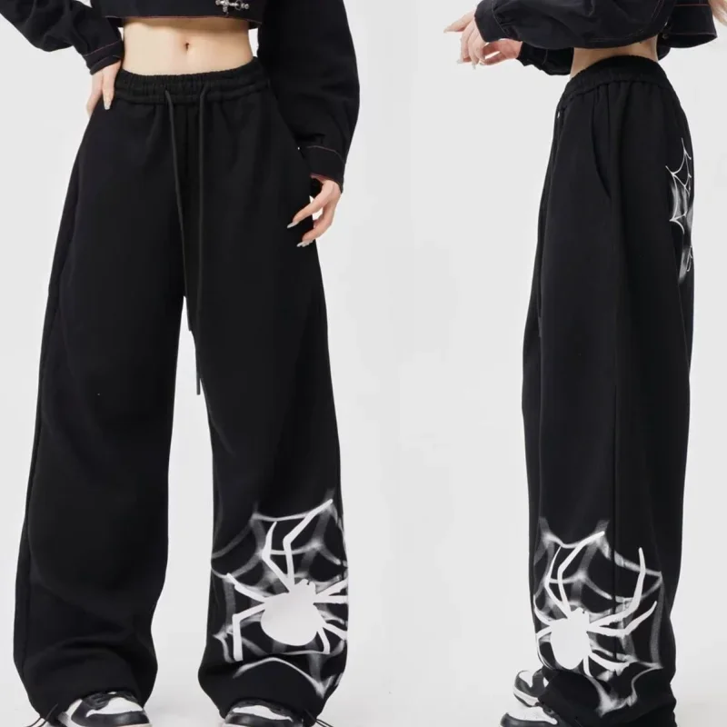 Deeptown Gothic Harajuku Y 2K Vrouwen Joggingbroek Baggy Vintage Broek Spider Japanse Mode Broek Streetwear Hiphop Gyaru