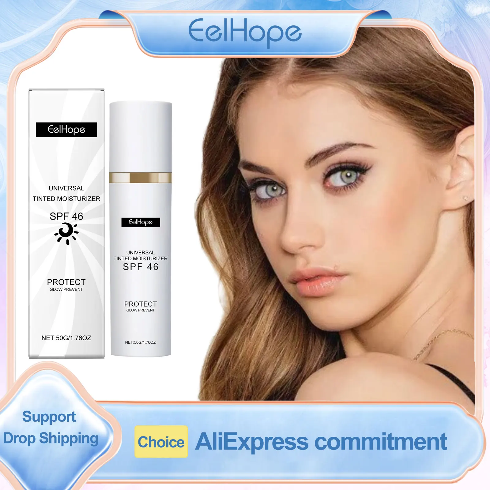

Eelhope Tinted Moisturizer Spf 46 Anti Sun Face Care Moisturizing Facial Sunscreen Lightweight Hydrating Skin Protection Cream