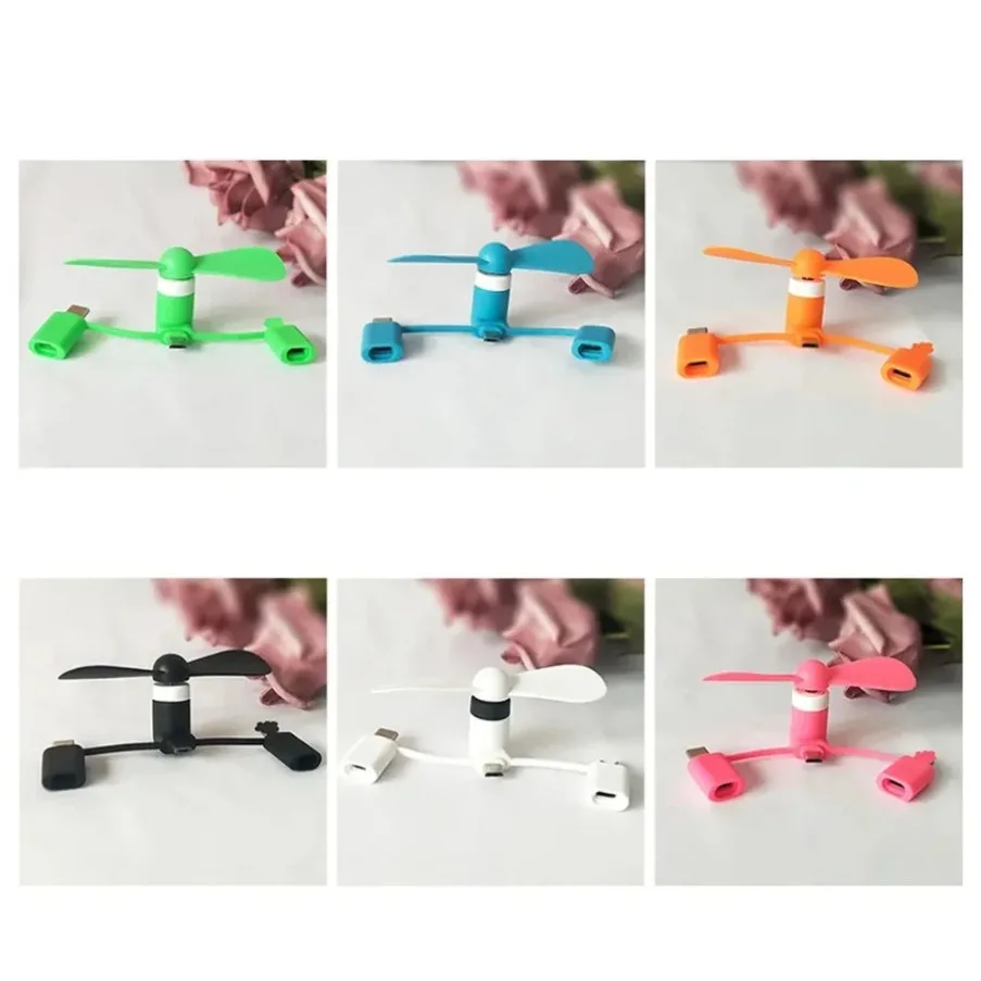 ملحقات تبريد صغيرة USB مبرد الهاتف 3 في 1 مروحة عالمية لهاتف iPhone 16 Samsung S24 Xiaomi Micro/Type-C/IOS مروحة الهاتف الذكي