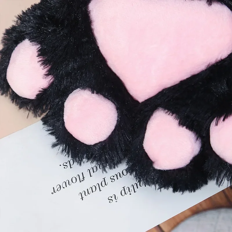 Fursuit de invierno con pata de gato peluda, guantes blancos, disfraz de Cosplay, Animal suave de peluche, decoración de Cosplay con pata de gato,