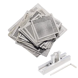 27pcs BGA Templates Sik tin Fixture Tin solder ball Soldering Tools BGA Reballing Station Jig Kit