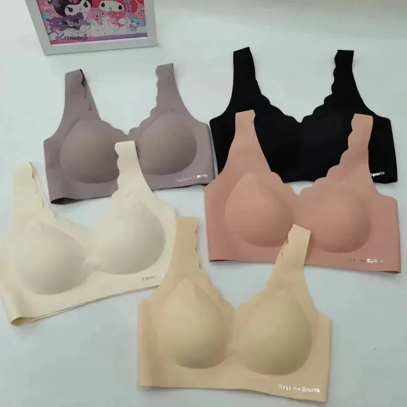 A/B/C Fixed Cup Sexy Non-Convertible Straps Seamless Wireless Lingerie Women\'s vest bra Push Up Small Breasts Showing Larger