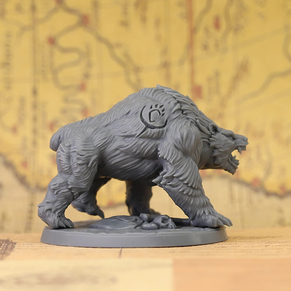 RPG Bear Miniature, Loyal Companion Model for Role Play Game Sessions, Versatile Decor for Jungle TTRPG Scenery