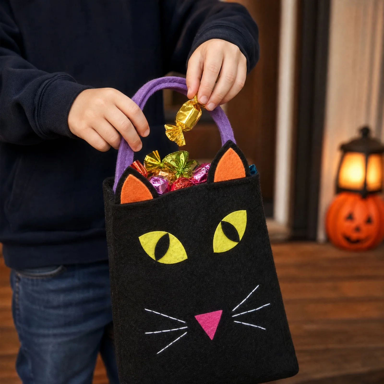 Halloween Non-Woven Bags Pumpkin Ghost Bat Handbag Holiday Party Candy Gift Goodie Packaging Bag Casaul Big Capacity Bag