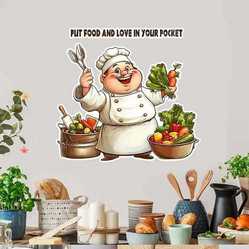 Chef's Delightful Ingredients Cabinet Wall Stickers Restaurant Background Beautification Kitchen DecorVinyl Art Deco  AA237