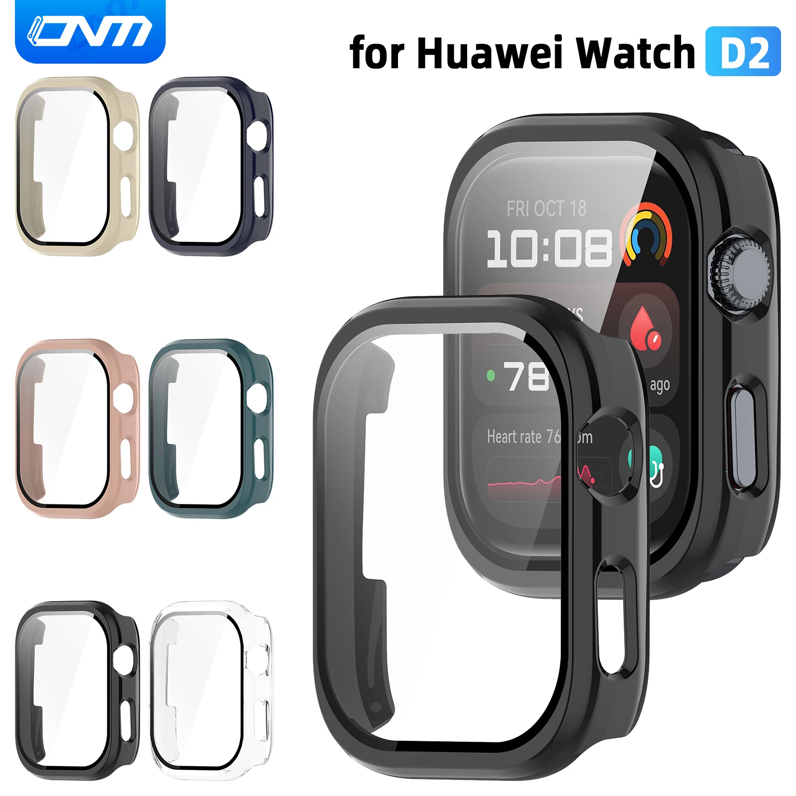 Watch Case for Huawei Watch D2 Tempered Glass Screen Protector All-Around Hard PC Protective Bumper Cover Accessories