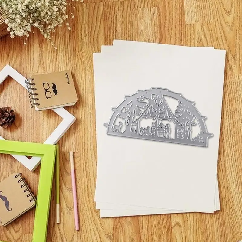 H9EC Christmas House Metal Cutting Dies Plantilla DIY SCRAPABITA SCROPA CONTAJE TARJETA CARDA PAPE