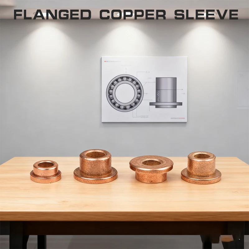 5Pcs Copper Bushing Guide Sleeve Flanging Self-Lubricating Bearing Powder Metallurgy Oil with Stepped Flange for Hardware