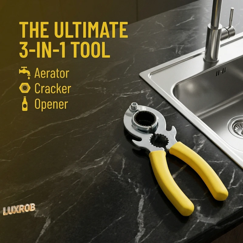 

New Arrival 3-in-1 Faucet Aerator Wrench Must-Have for Home Multifunctional Bottle Opener Nut Cracker Kitchen Sink Repair Tool
