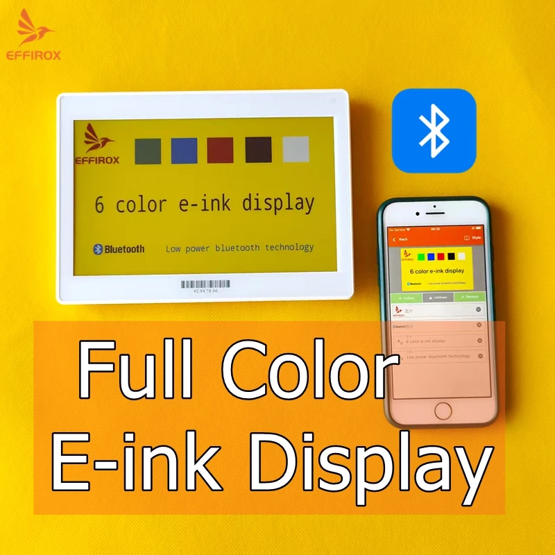 7.3 inch Full Color E-ink Display with Bluetooth BLE 6 Color Electronic Shelf Labels Mobile App Controlled E-ink E-paper Labels