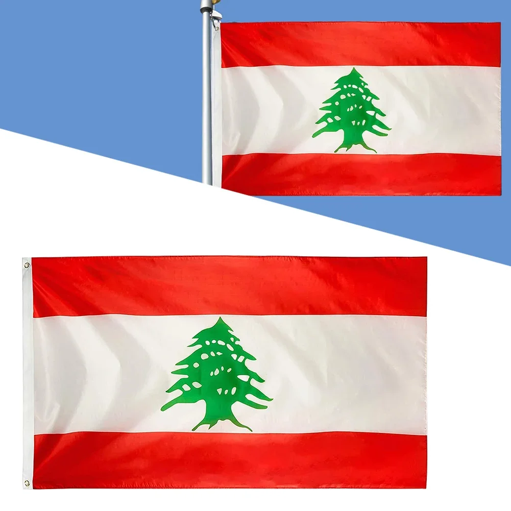 Large Lebanon Lebanese Flag 3x5FT Creative Lebanese Flag Polyester Lebanese World Countries Flags Republic of Lebanon Flag
