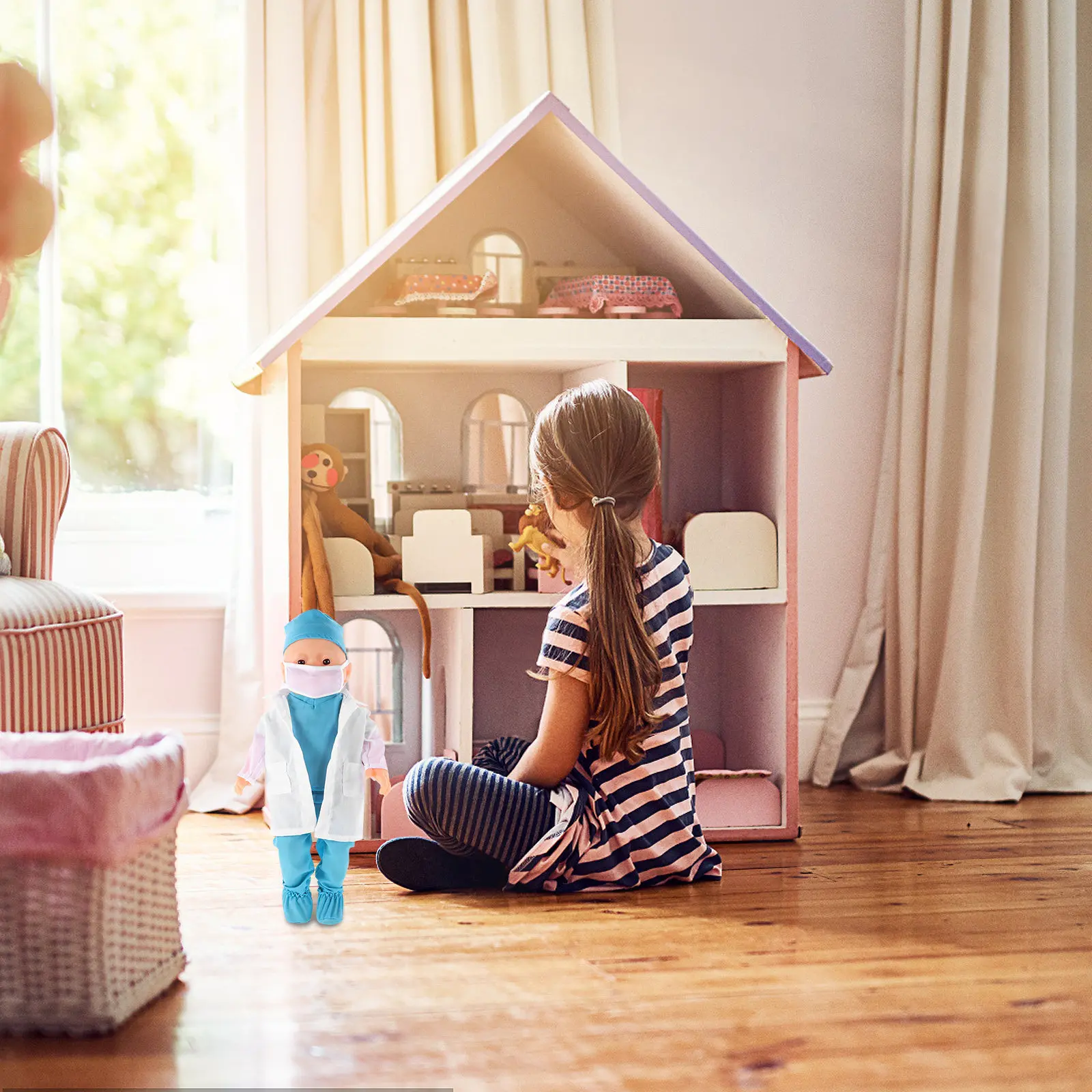 

1Set 18-Inch Clothing Nurse Doctor Theme Miniature Coat Accessories Role-Playing Fun Social Skills Development