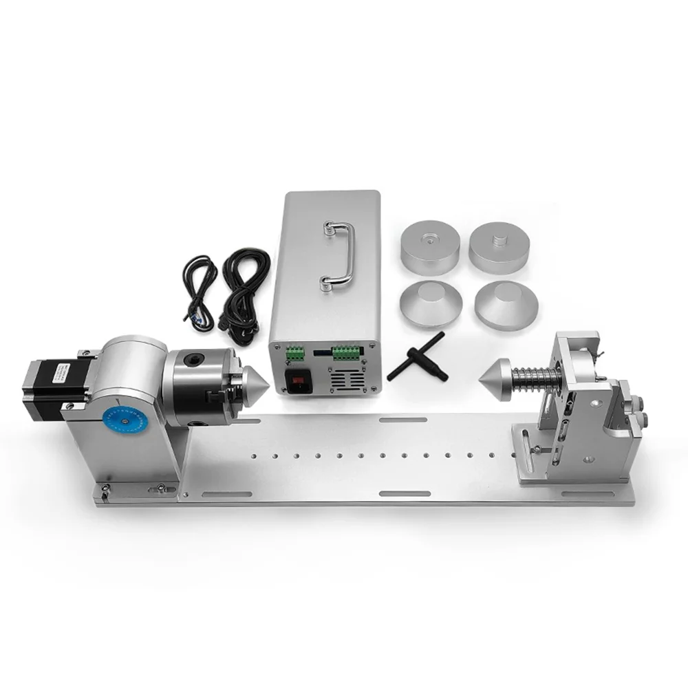 Nova máquina de marcação a laser de fibra de mesa acessórios dispositivo rotativo de metal, copo de gravação, garrafa de vinho equipamento de marcação rotativa nec