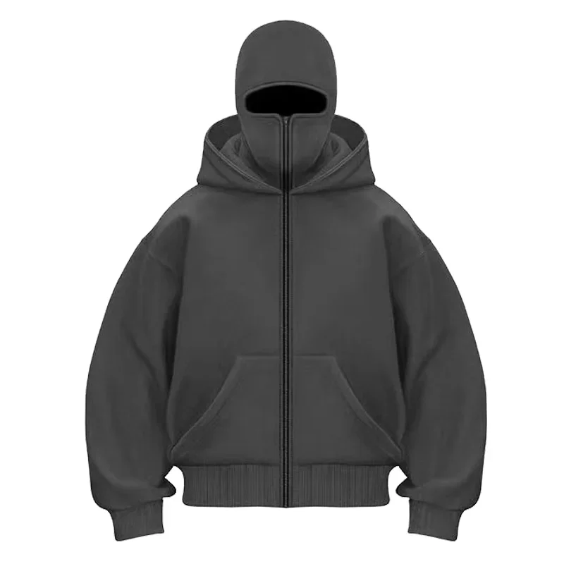 Men's Zipper Pocket Men's European-sized Double Hooded Sweatshirt Long-sleeved Pullover, Fashionable Hooded Sweatshirt