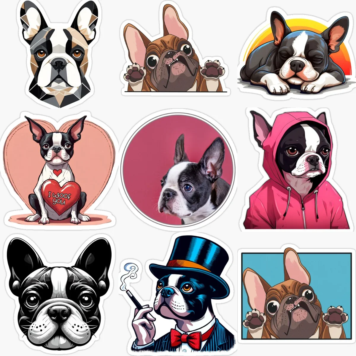 

Креативная наклейка с милым собачонком Бостон-терьер для украшения автомобиля, фургона, велосипеда, шлема, бампера, холодильника, аксессуары