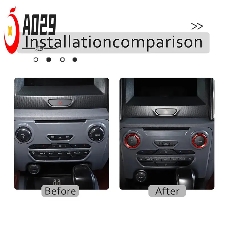 

A029-For Ford Ranger 2015-2018 Centre Console Volume Tune Knob Button Cover Decor Trim Interior Accessories