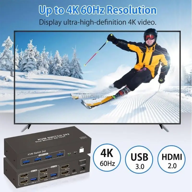  Space Efficient Metal HDTV Switcher Dock Double Monitor Setups USB3.0 Data Hubs