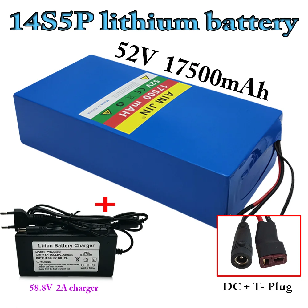 

NEW 52V 14S5P 17500mah 18650 1500W Lithium Battery for Balance Car, Bike, Scooter, Tricycle， with 58.8V Charger