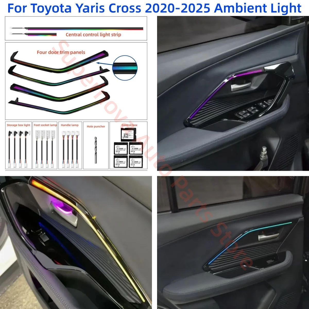 Für Toyota Yaris Cross 2020-2025 Umgebungs Licht Automotive innen licht upgrade Auto zubehör Atmosphäre lampe 1:1 trim panels