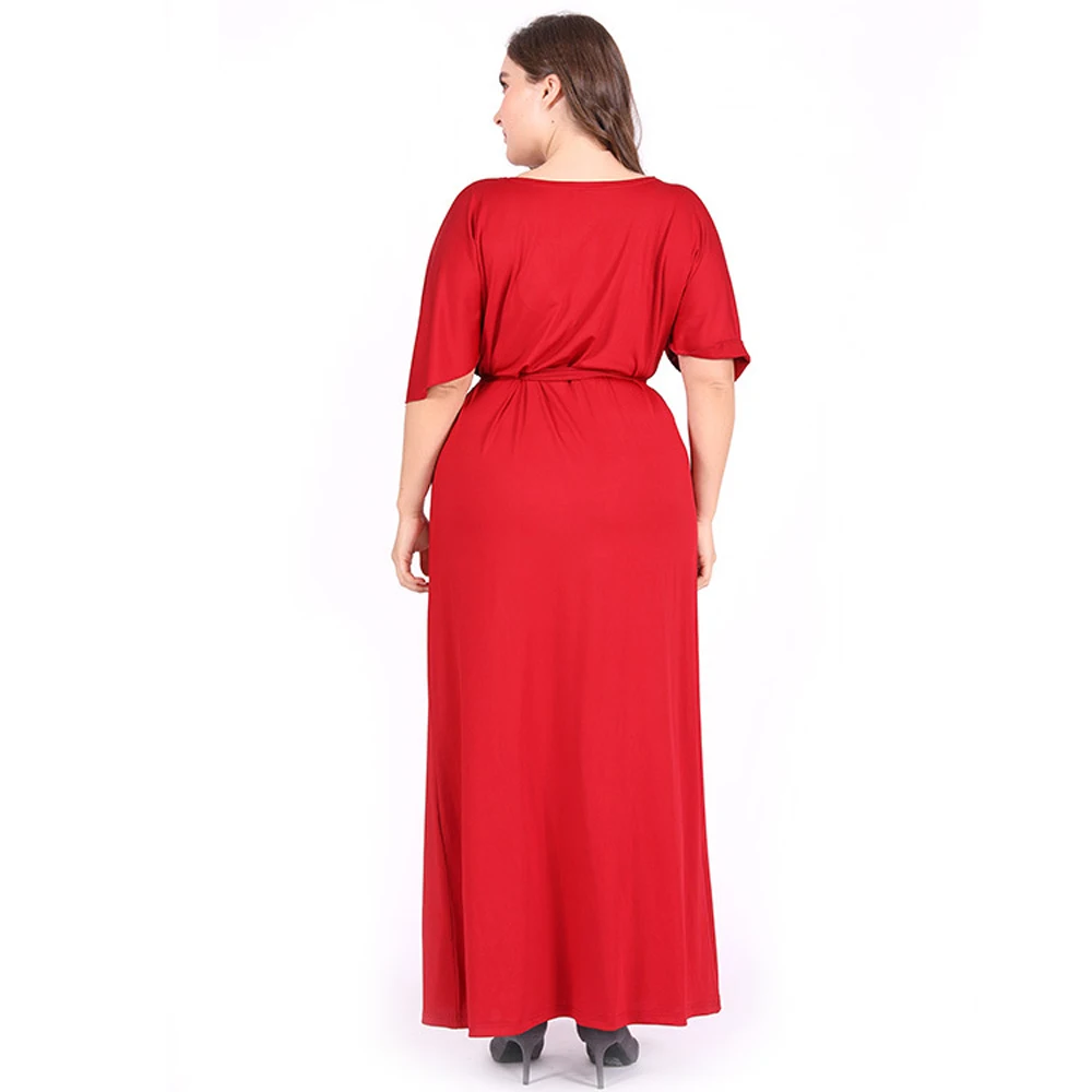 Curvy Plus Size Dress Red Ladies Summer Dresses For Women 2024 Fine Long And Elegant Robe Sexy Dress For Mother\'s Evening Party