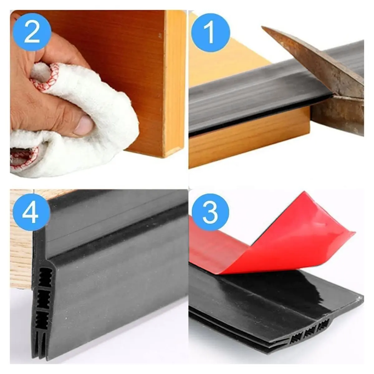 2PC Door Draft Stopper-39 Inches Door Seal Strip for Under Door Seal Interior & Exterior Doors Weather Stripping