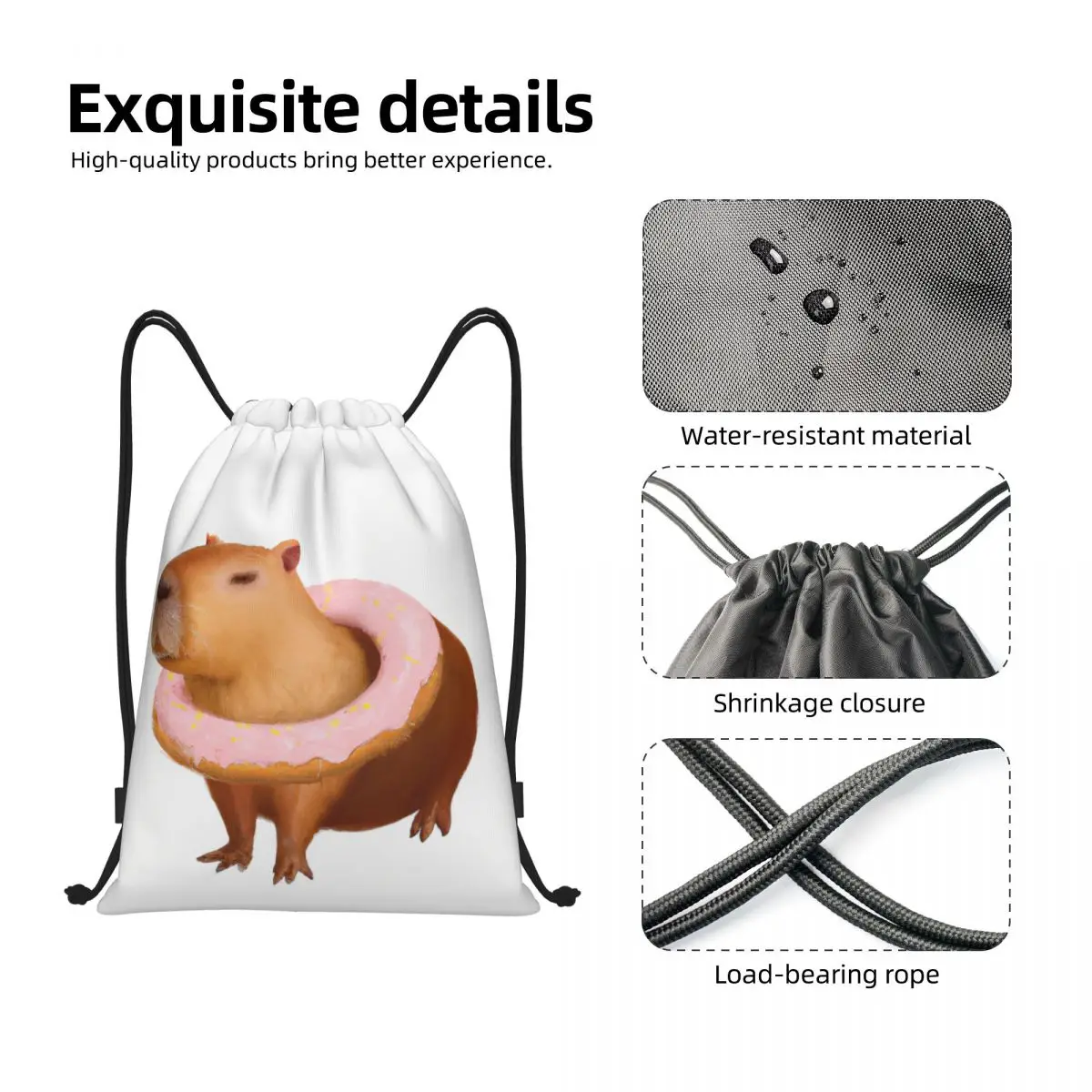 Lustige Capybara Zeichnung Malerei Kordel zug Rucksack Sport Sporttasche String Sackpack zum Trainieren