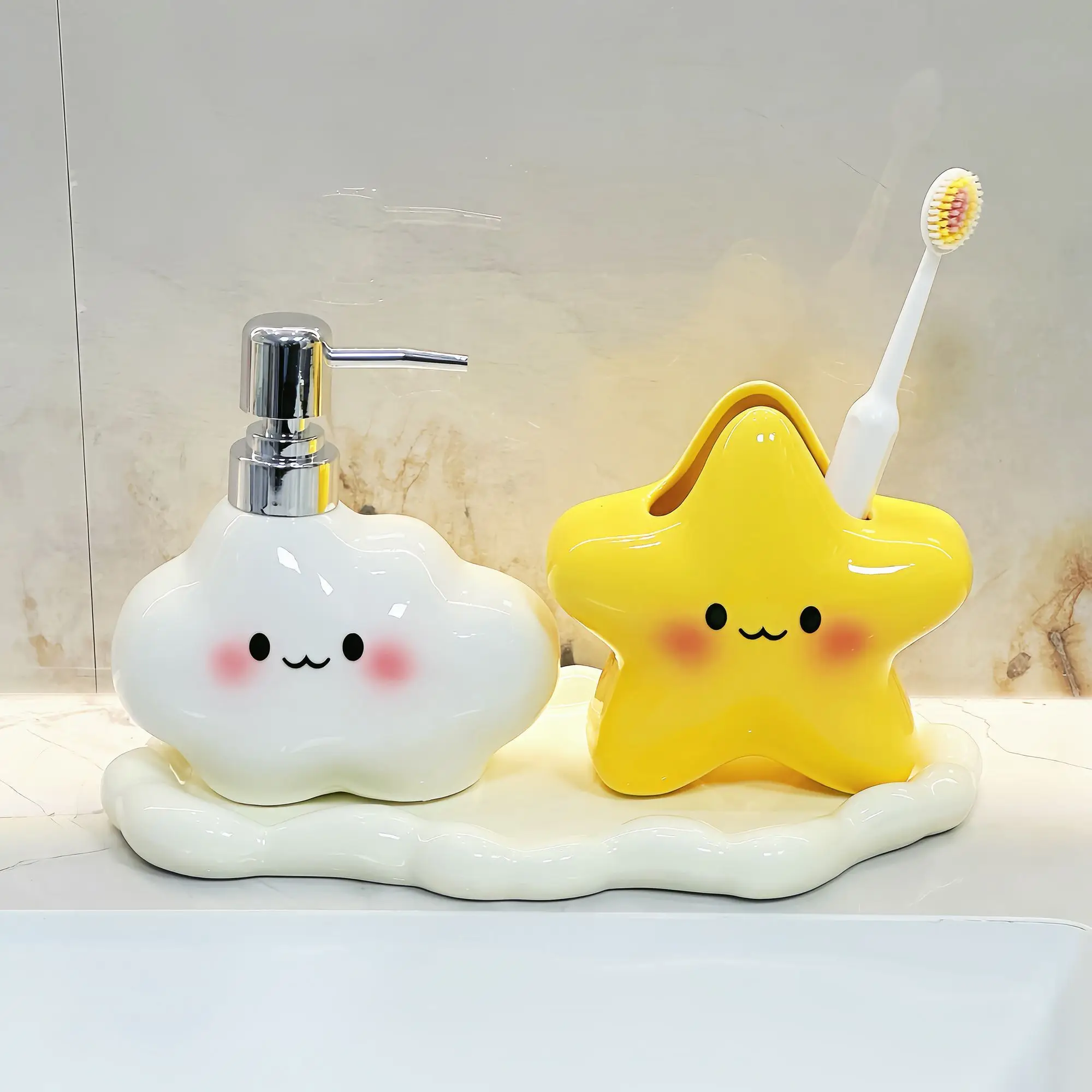 Cartoon Cloud Star Hand Sanitizer Refill Bottle Bathroom Shower Gel Shampoo Lotion Bottle Soap Dispenser Bathroom Accessories