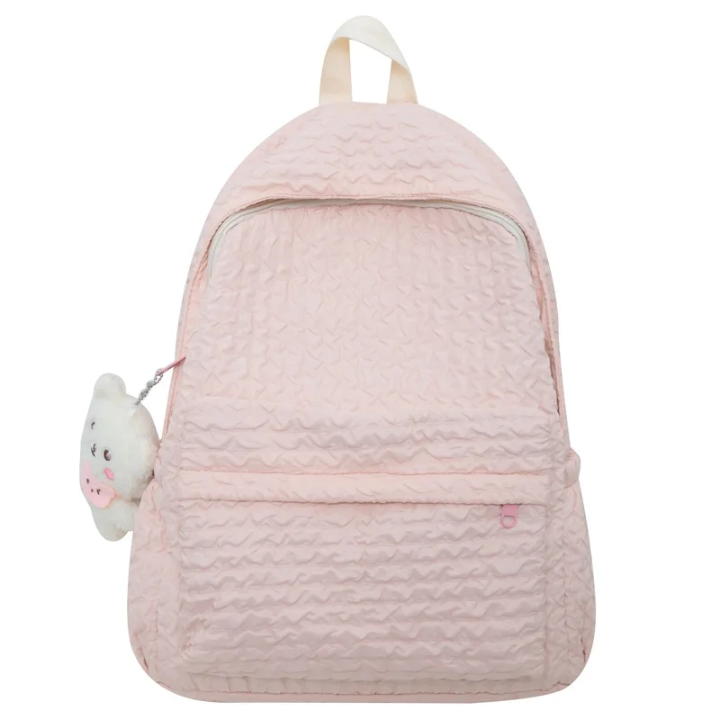 Girls 16 Inches Pure Colour Backpack for Students for Couples Schoolbags Women New Casual Fashion Backpack for Simple Backpack