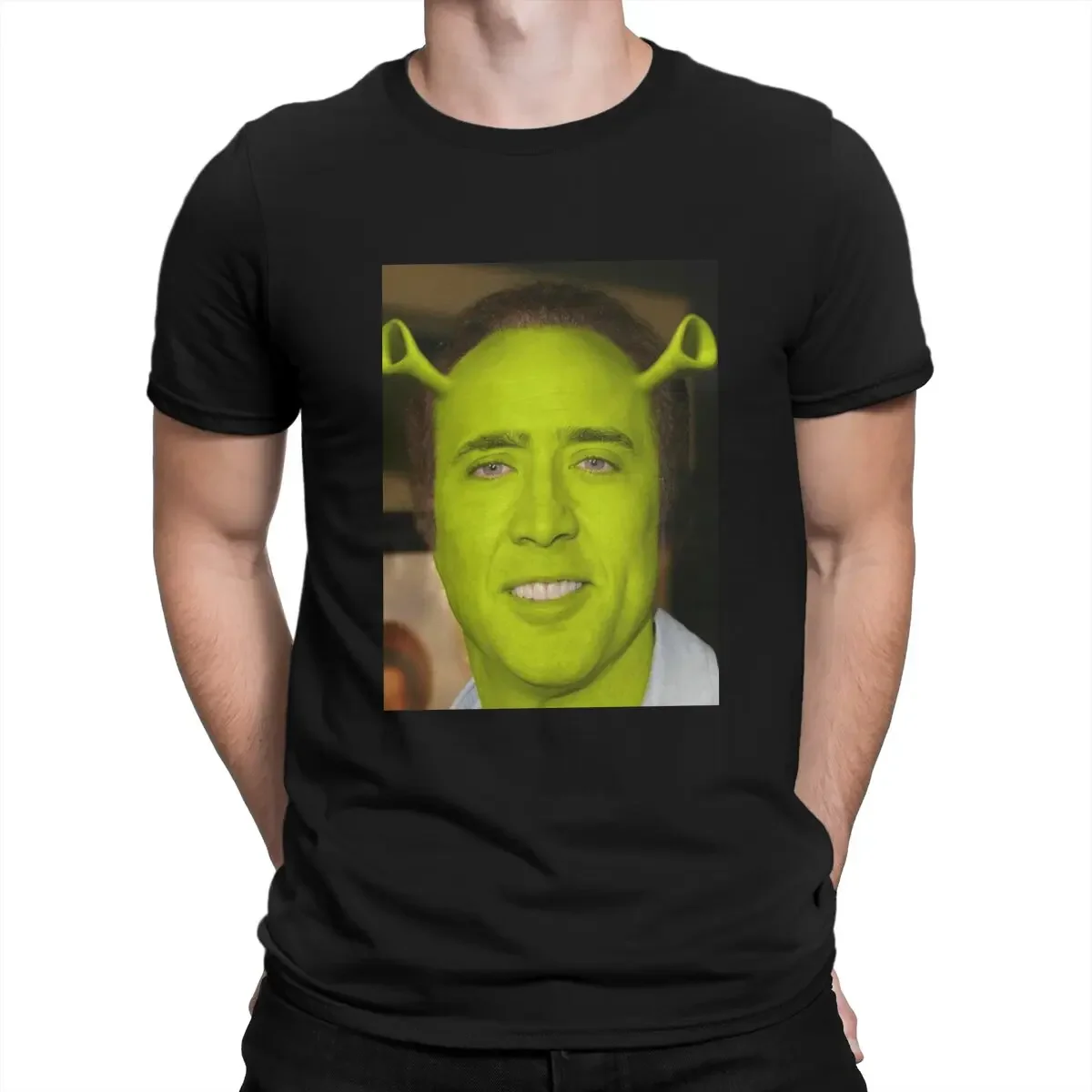 Funny Short Sleeve Round Collar Tee Shirt New Arrival T-Shirt Men Shrek T Shirt Nicolas Cage Clothes  t shirts  harajuku