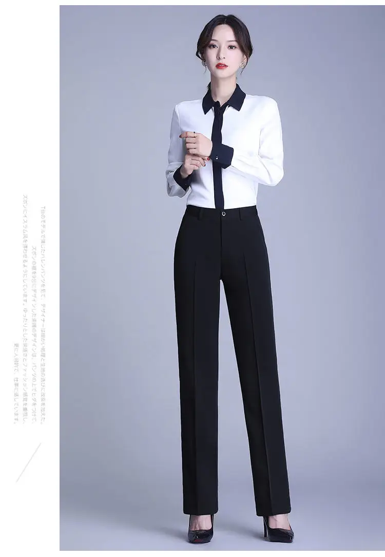 Suit Pants Spring Summer Professional Work Slim Western Pants for Women Straight Leg High Waisted Loose Fitting Black Work Pants