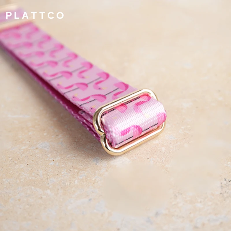 PLATTCO unique design dog collar print SLEEPING FLAMINGES pattern with high quality light color zinc alloy buckle 5 size PDC313G