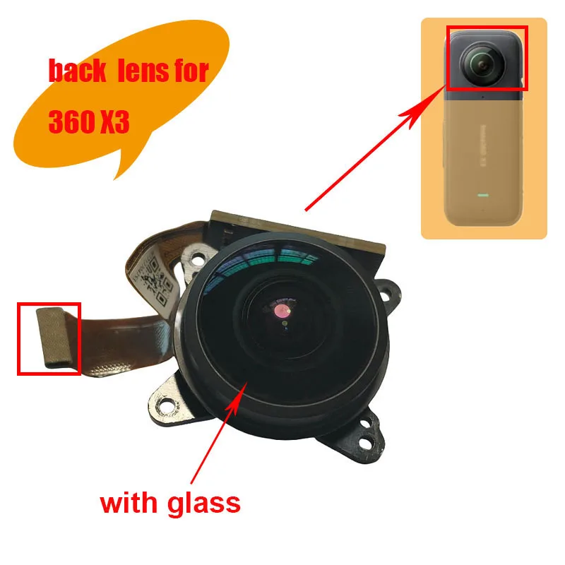 98% New For Insta360 X3 Front Lens Back Lens For Insta 360 X3 Lens With Glass Front Camera Repair Parts