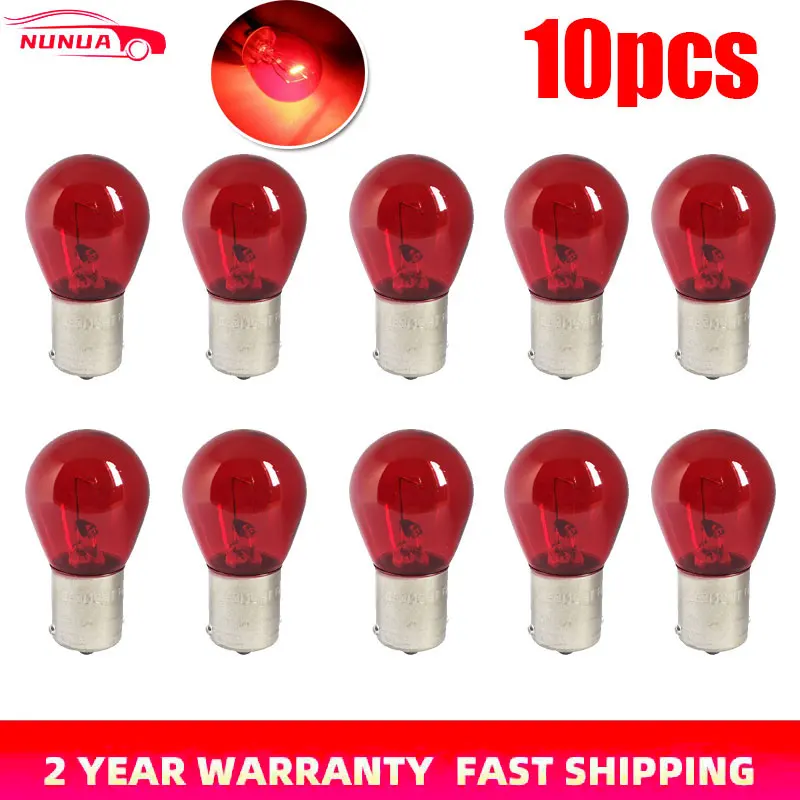 10Pcs PY21W 1156 BA15S  Red Car Auto Scooter Indicator Break Parking Turn Light Bulb Lamp Halogen Lamp Bulb 12V Reversing Light