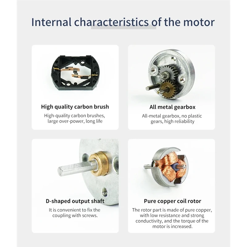 DIY DC Motor with Encoder Speed Measurement Geared High Torque 310 Motor for Self Balancing Car Robotics D-A86Z