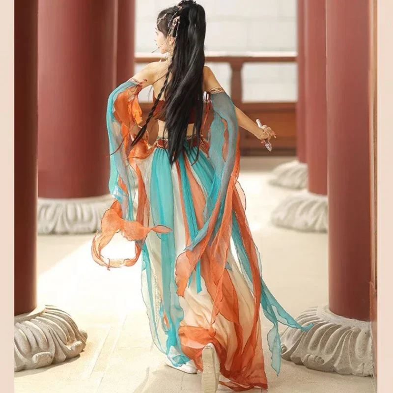 

Chinese Style Hanfu Dunhuang Feitian Heavy Industry Embroidery Western Region Girl's Daily Suit Traditional Costume Exotic Style