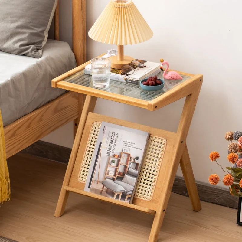 

Small coffee table art living room sofa rattan side table glass
