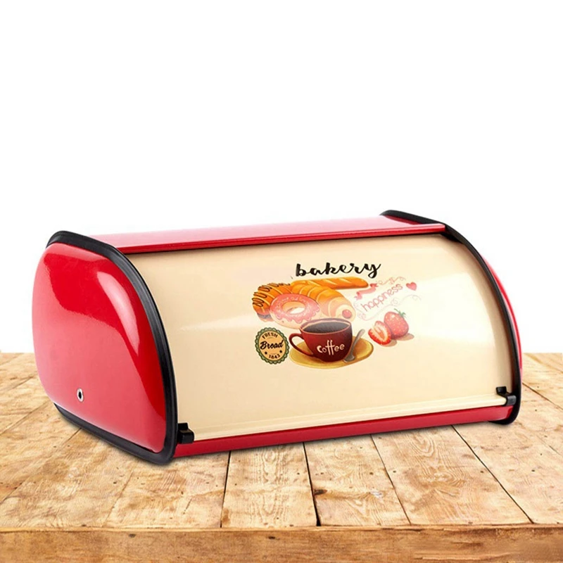 Metal Bread Box Roll Top Metal Bread Bin Bread Storage Bread Holder Bread Container Keeper Organizer For Kitchen Counter