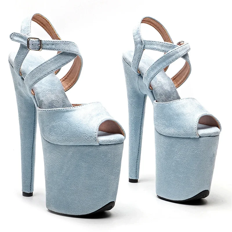 Leecabe 20cm/8inch Suede covered style high heel sandals sexy model shoes pole dancing shoes