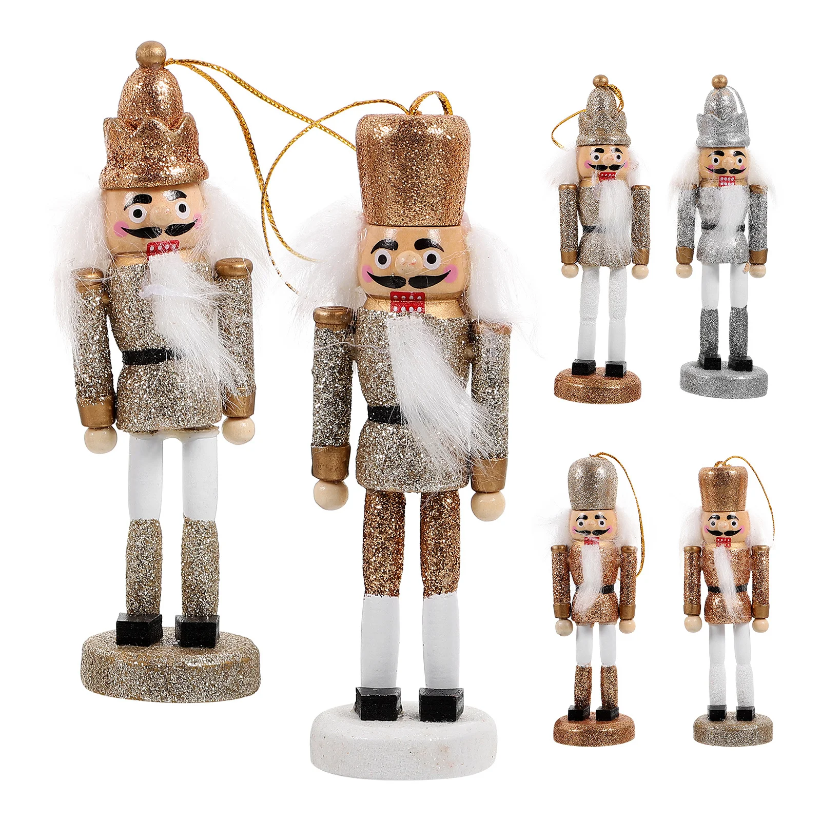 

6Pcs Hanging Wooden Nutcracker Christmas Decorations Xmas Puppet Figures Wood Nutcracker Craft Gift Christmas Wood Nutcrackers