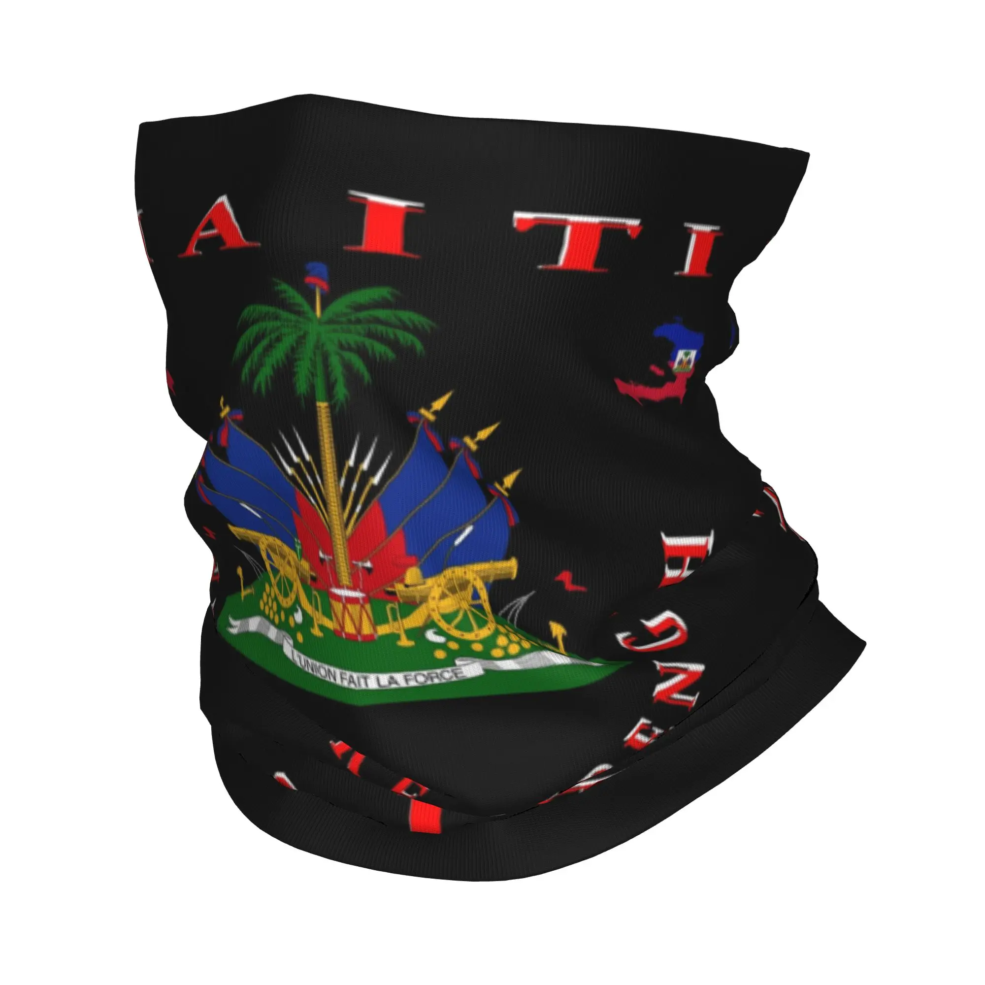 Haiti Coat Of Arms  Haitian Flag Bandana Neck Gaiter Mask Scarf Multi-use Face Mask Fishing for Men Women Adult All Season