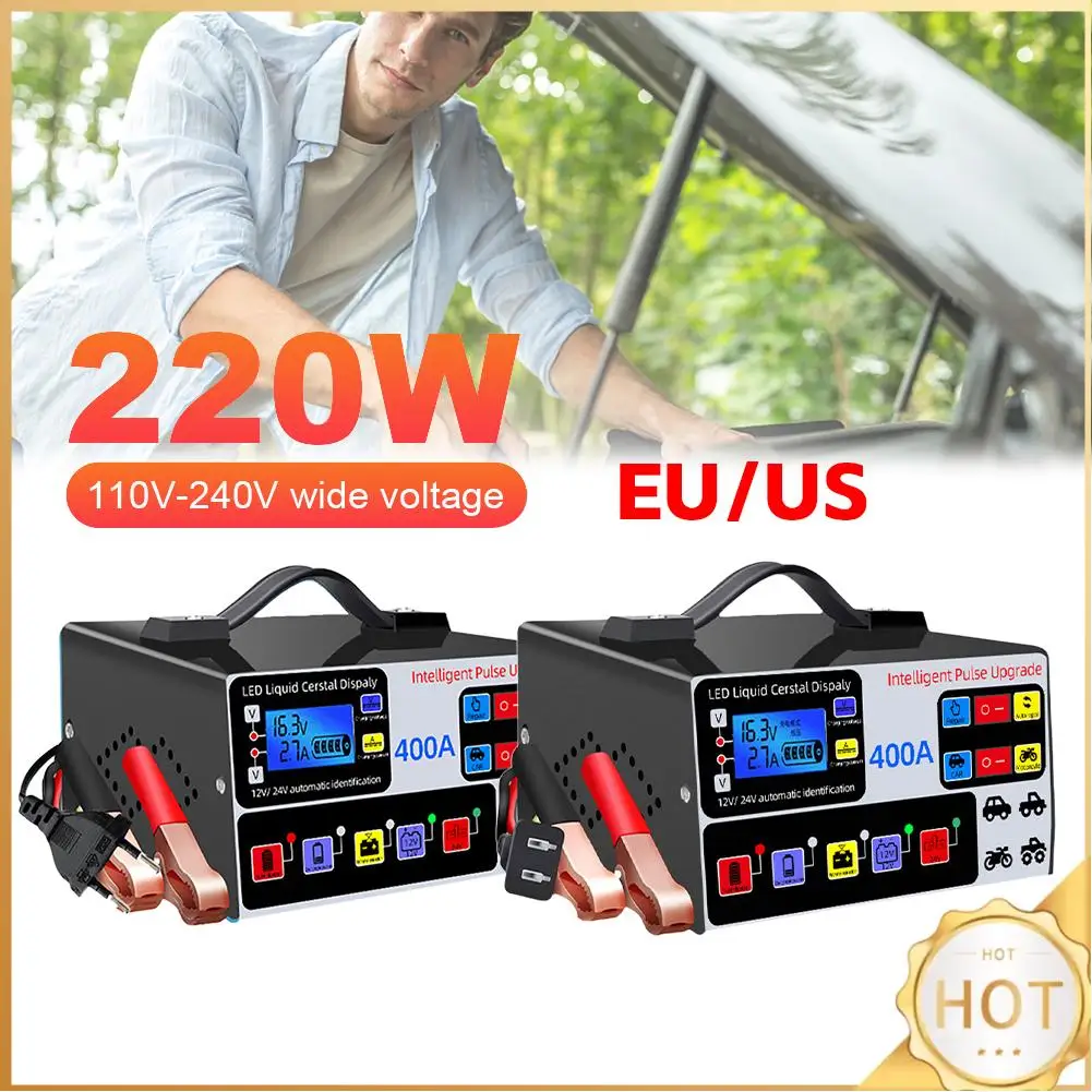 

400A Heavy Duty Smart Battery Charger 220W Car Battery Charger Battery High Power Fast Charger Intelligent Pulse Repair Charger