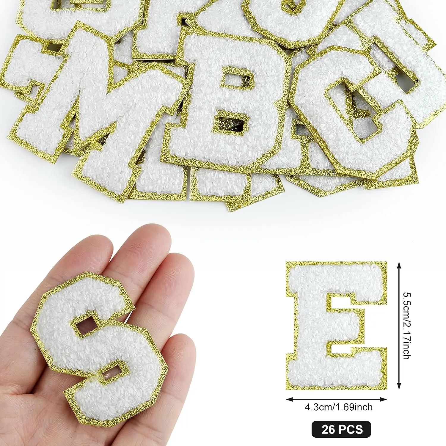 Self Adhesive Chenille Letter Patches Stoney Clover Lane Glitter Fuzzy Embroidery Iron on for DIY Clothing Fabric Shoes Bag